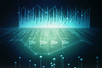 2d rendering Stock market online business concept. business Graph 