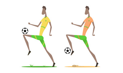 African american soccer player kicking the ball vector Illustration - Images vectorielles 