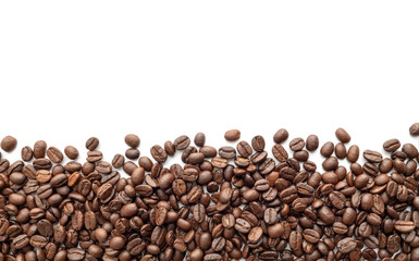 Roasted coffee beans on white background. Close-up.