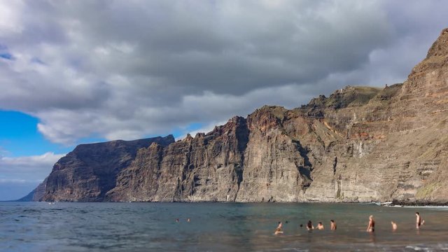 Time lapse of Los Gigantes cliffs and beach in Tenerife
