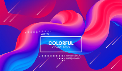 Trendy Color 3d Background. Wave Fluid Shape.