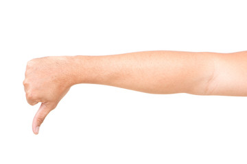 Male hand gestures isolated over the white background.