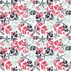 Floral leaves vector pattern background seamless nature