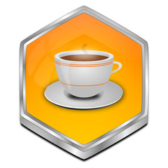 Button with a Cup of Coffee - 3D illustration