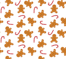 gingerbread man seamless pattern. isolated on white background