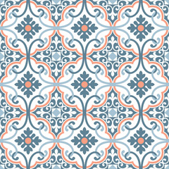 Decorative pattern for the background, tile and textiles..It is assembled from modular parts. Vector. Seamless.