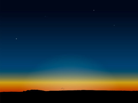 Evening dark blue sky after sunset. Vector illustration.