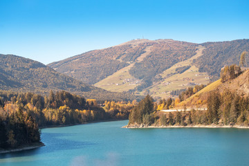river or lake in mountains