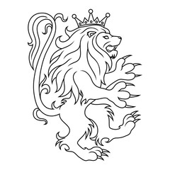 Lion in a crown on a white background.