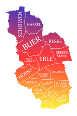 Obraz premium Gelsenkirchen City Map Germany DE labelled rainbow colored illustration