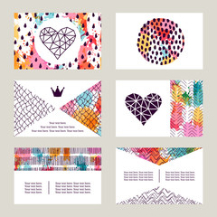 Template greeting cards or invitations. Freehand drawing with space for text