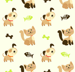 Seamless baby pattern with cute animals and toys . Vector bright illustration for kids. Seamless childrens background for wallpapers or textile.