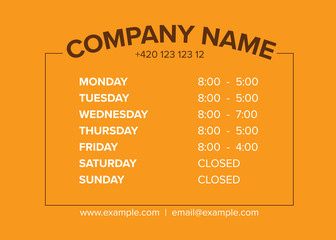 Shop opening time hours vector template