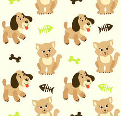 Seamless baby pattern with cute animals and toys . Vector bright illustration for kids. Seamless childrens background for wallpapers or textile.