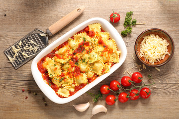 raviolis with tomato sauce and cheese