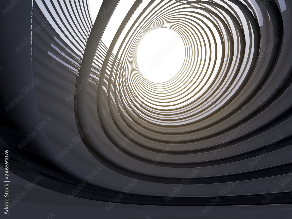 Poster abstract of dark circle space ,perspective of future architecture building.futuristic idea design, 3