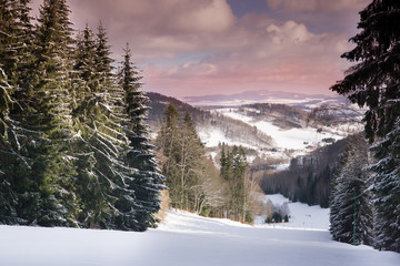 Winter landscape in mountanins 