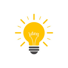 Light bulb with rays shine. Energy and idea symbol.