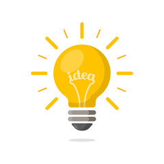 Fototapeta premium Light bulb with rays shine. Energy and idea symbol.