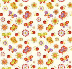 Seamless baby pattern with cute animals and toys . Vector bright illustration for kids. Seamless childrens background for wallpapers or textile.