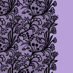 Black vintage lace elegant lace. Lacy border.