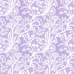 White vintage Lace seamless pattern with flowers