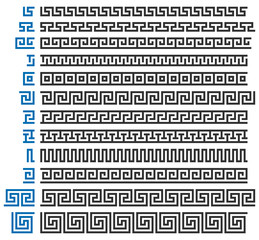 Greek ornament constructor.  Set of vector decorative elements.