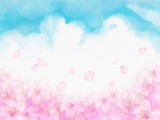 水彩の空と桜 © ヨーグル