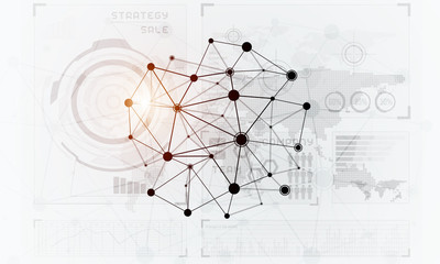 Lines and dots as networking idea drawn on white background