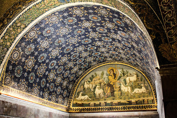 Ravenna, Emilia-Romagna region, Italy - December 2018, Mausoleum of Galla Placidia