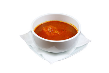 Soup in a bowl isolated on white background