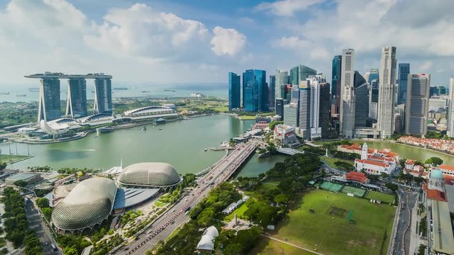 SINGAPORE - AUGUST 22: Marina bay quay in the centre of Singapore on August 22, 2017 Hyperlapse