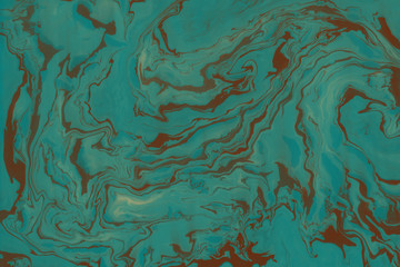 Suminagashi marble texture hand painted with teal 