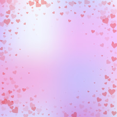 Red heart love confettis. Valentine's day vignette