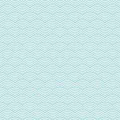 Seamless Pattern Abstract Waves Retro Turquoise