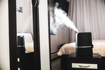 The steam from the humidifier night in a child's bedroom, a lot of volume pair