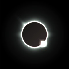 Solar eclipse. Shadow of the moon, and the aura of solar corona. Vector illustration.