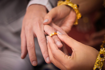 Young man giving an engagement ring to his girlfriend on Valentine's day,Wedding couple