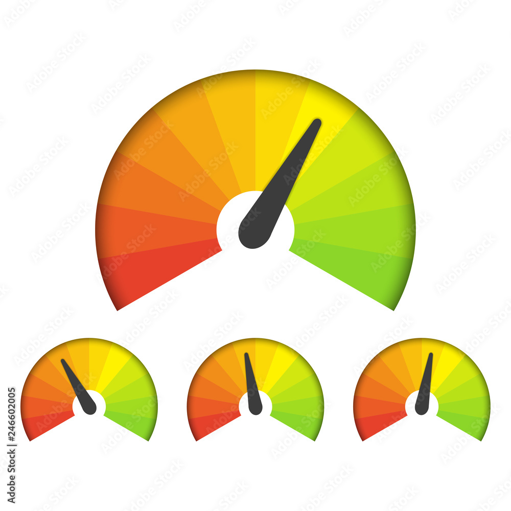 Poster set of measuring icons on a white background. speedometer icons set