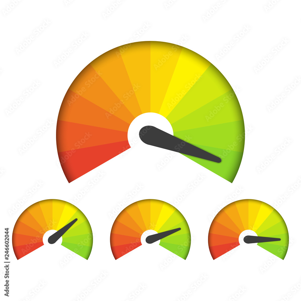 Poster set of measuring icons on a white background. speedometer icons set