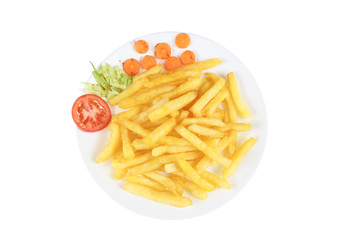 French fries on a white plate