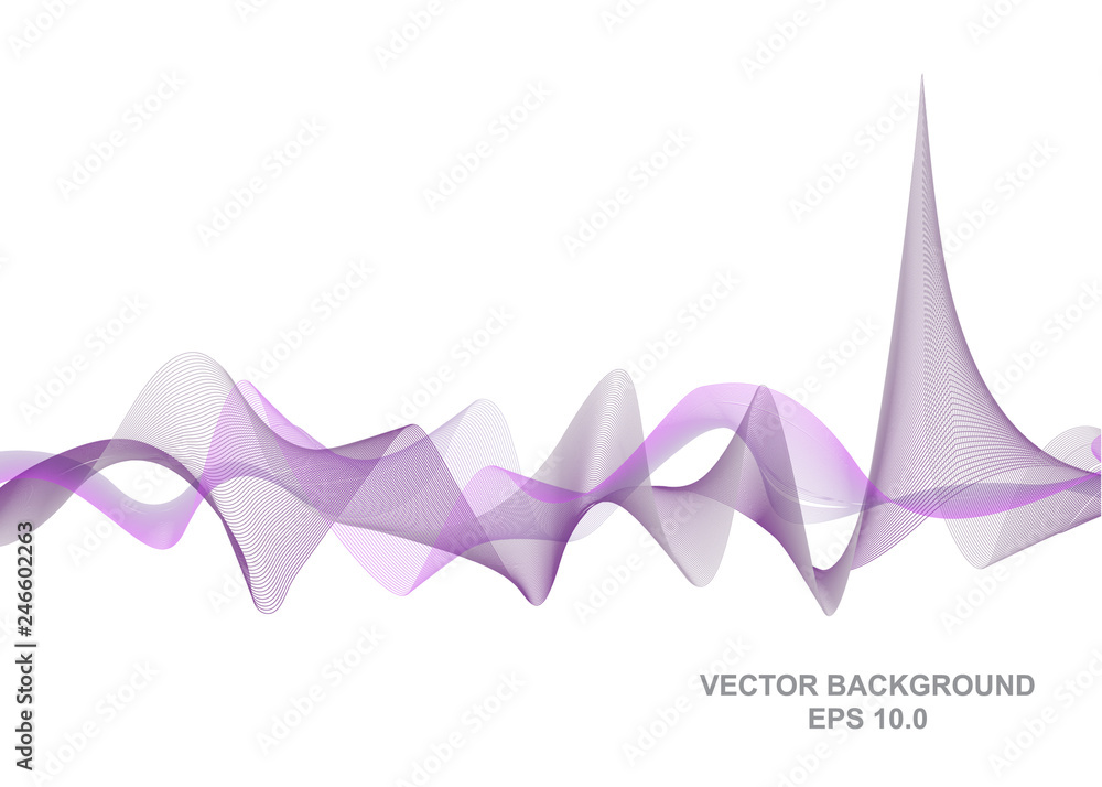 Poster abstract purple digital equalizer, vector of sound wave pattern element