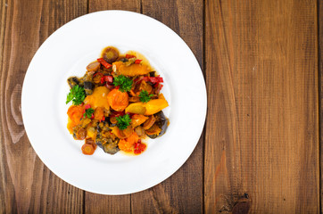 Bright vegetable stew from different vegetables
