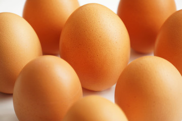 立っているたくさんの赤たまご