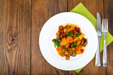 Bright vegetable stew from different vegetables