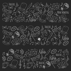 Theatre vector illustration. Entertaiment, cinema, stage, event. Background for banners, posters.