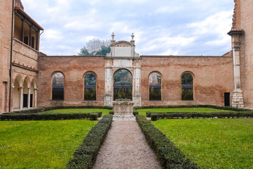 Obraz premium Il chiostro interno del palazzo dei diamanti. Ferrara, Palazzo Dei Diamanti, Gennaio 2019