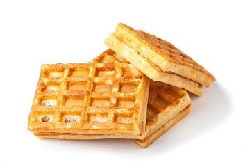 Traditional Belgian waffles isolated on a white background