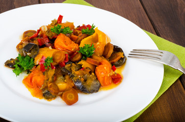 Bright vegetable stew from different vegetables
