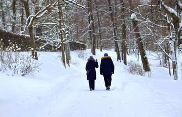 couple walking in snow